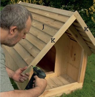 Hundehus isolert: Sett fast vindskiene Hundehus isolert: Sett fast vindskiene